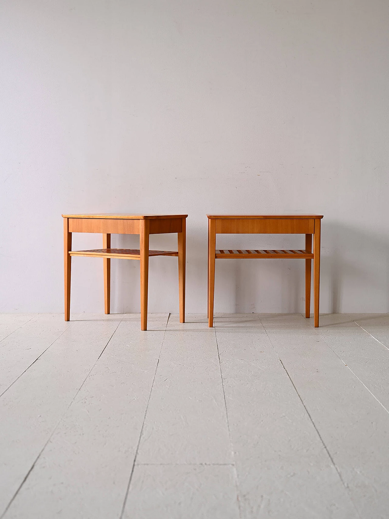 Pair of Scandinavian wooden bedside tables, 1960s 2