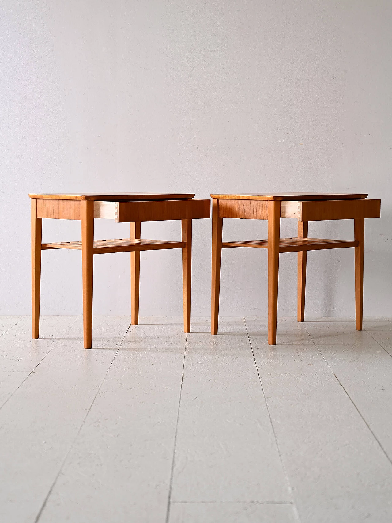 Pair of Scandinavian wooden bedside tables, 1960s 5