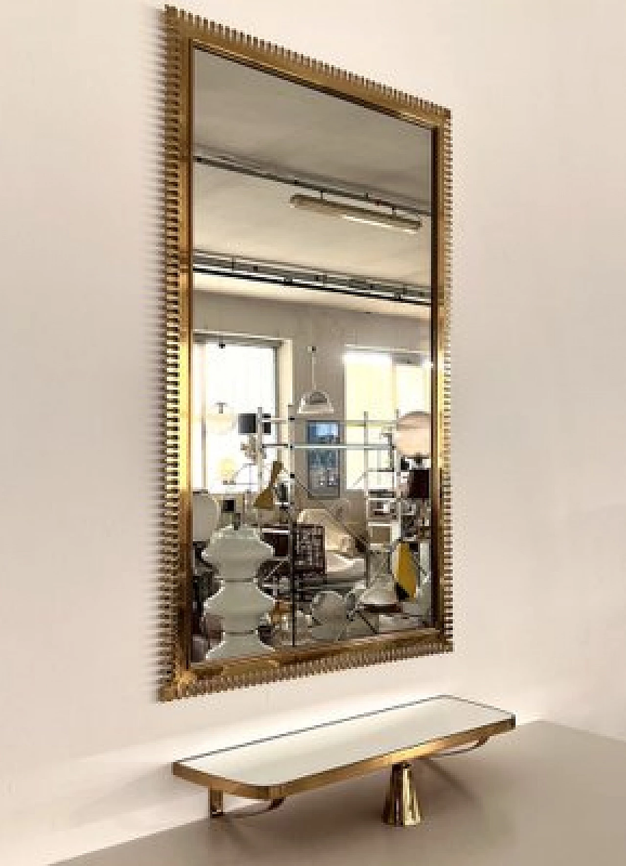 Specchio in ottone di Vereinigte Werkstätten München, anni '70 3