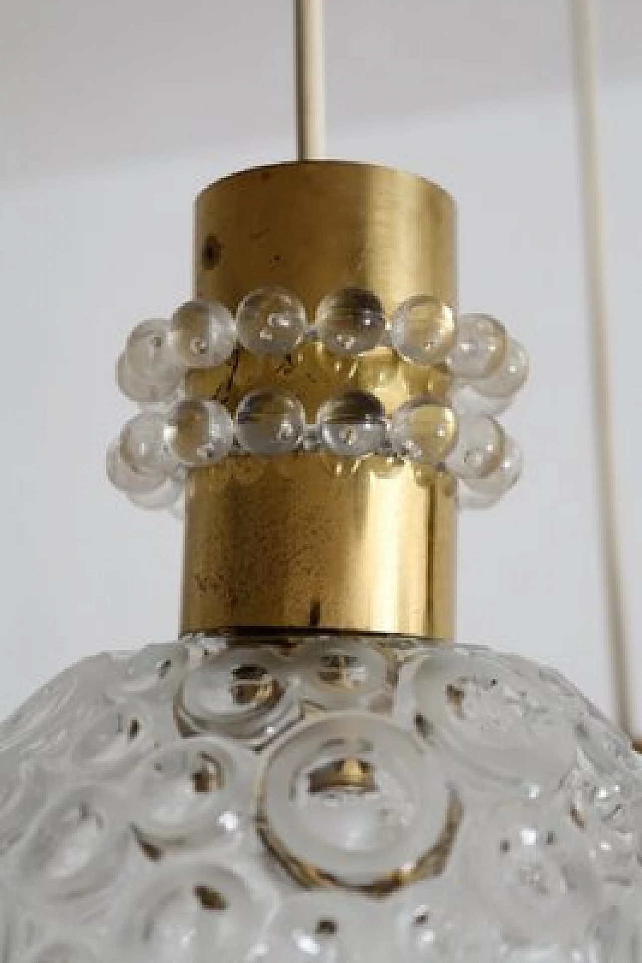 Three-light brass and glass chandelier by Emil Stejnar, 1970s 4