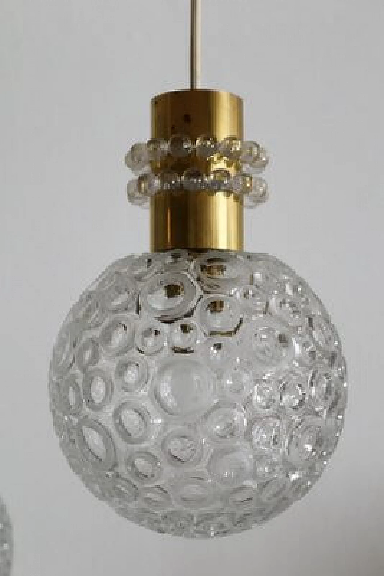 Three-light brass and glass chandelier by Emil Stejnar, 1970s 6