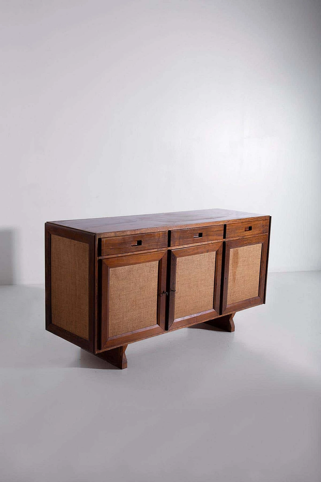 Brazilian wooden and rattan sideboard, 1950s 2