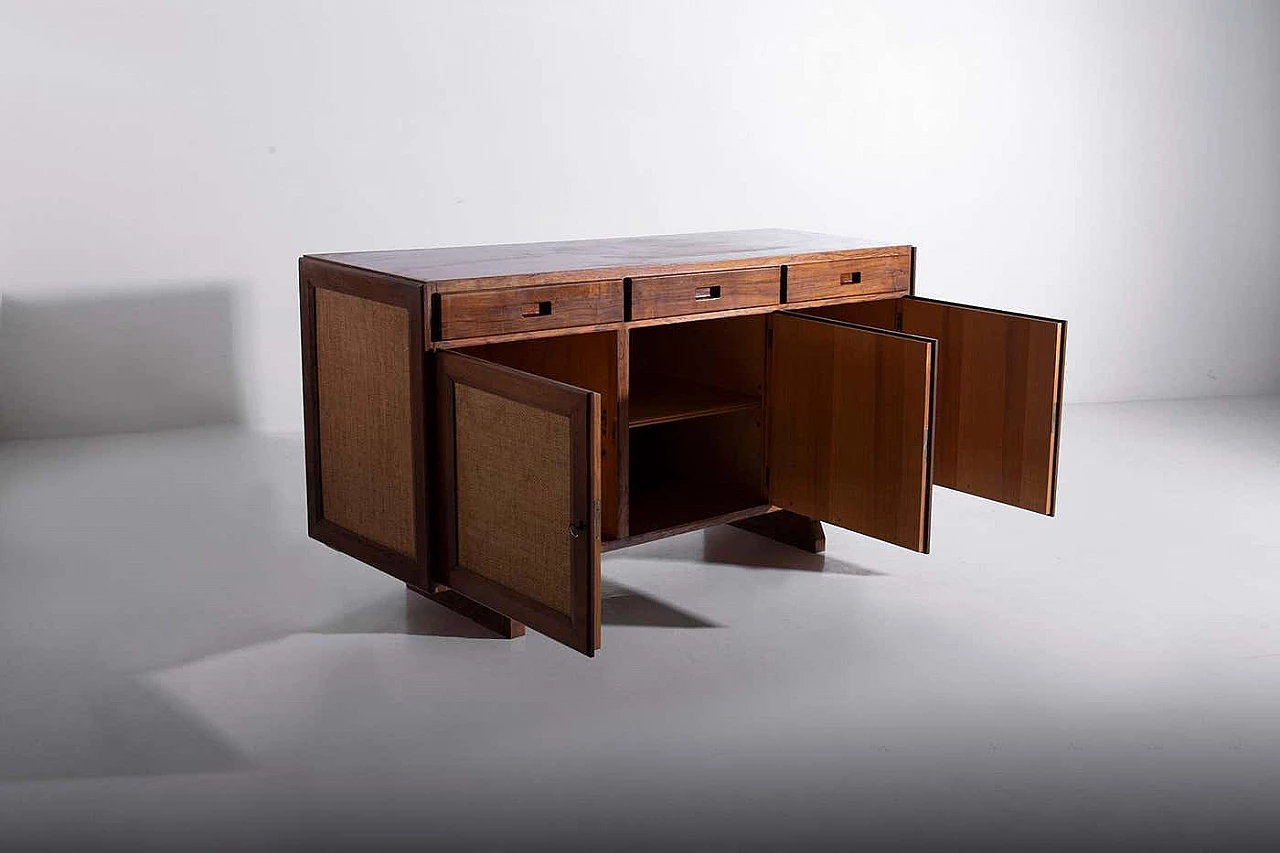 Brazilian wooden and rattan sideboard, 1950s 4