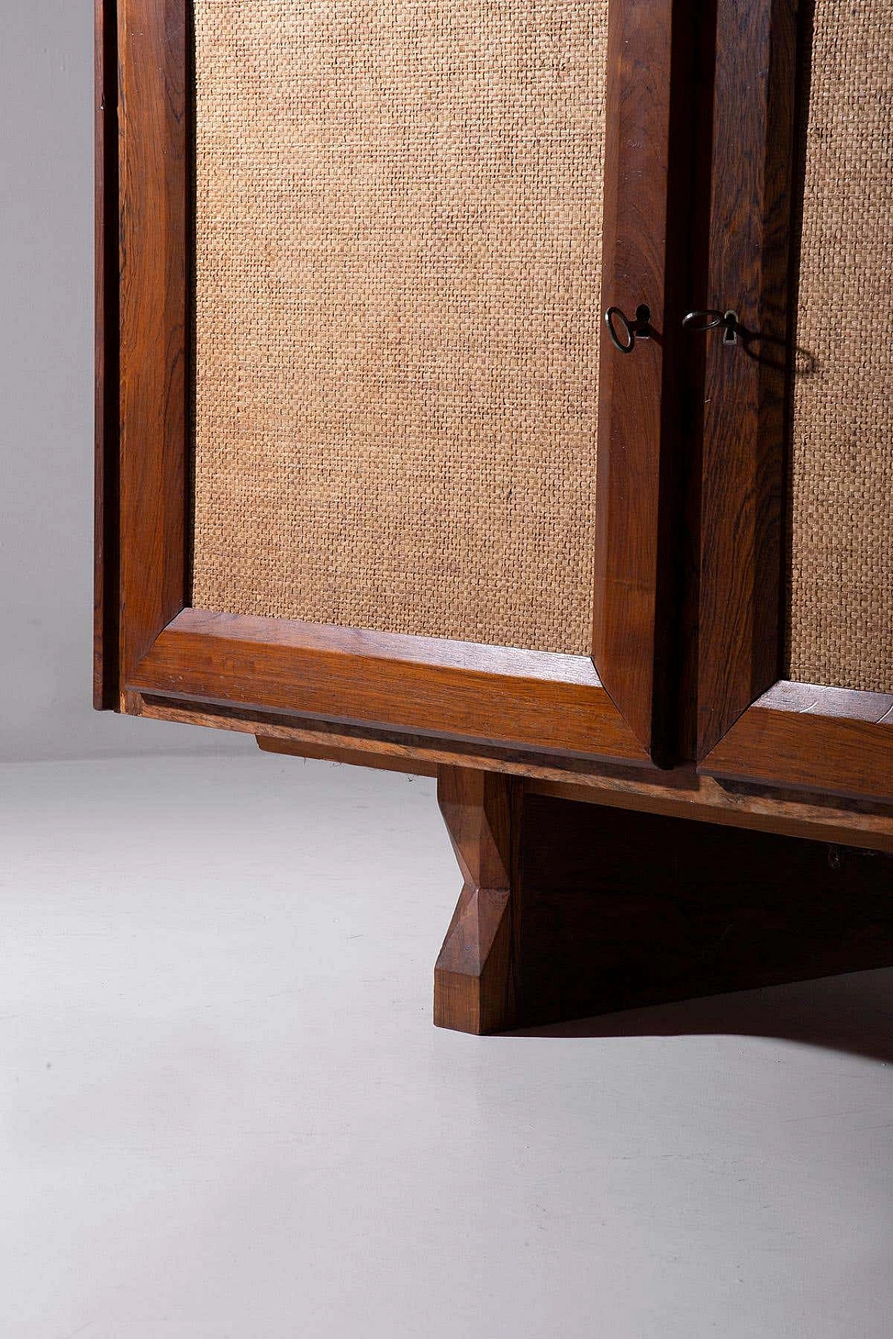 Brazilian wooden and rattan sideboard, 1950s 5