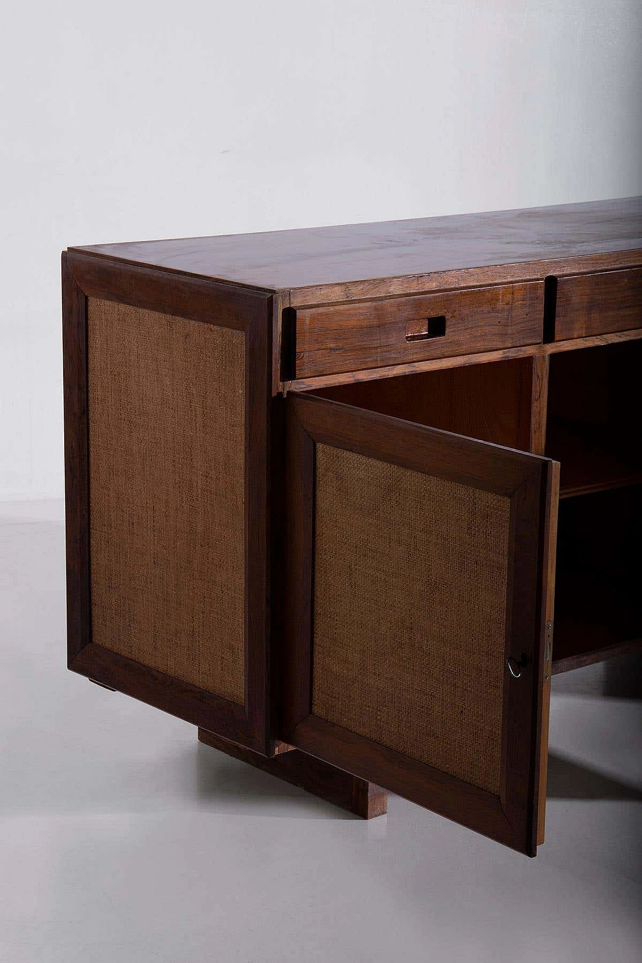 Brazilian wooden and rattan sideboard, 1950s 6