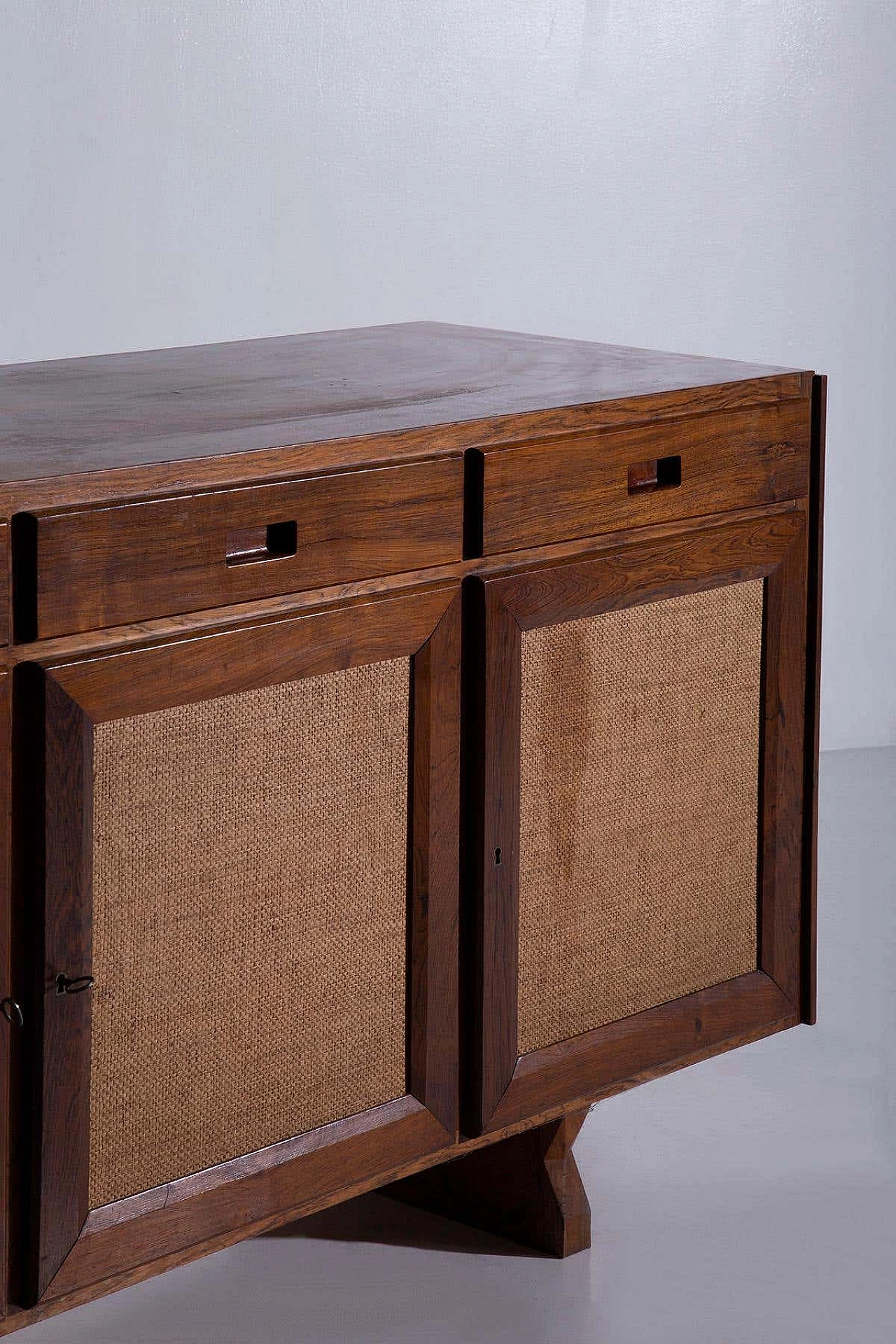 Brazilian wooden and rattan sideboard, 1950s 8