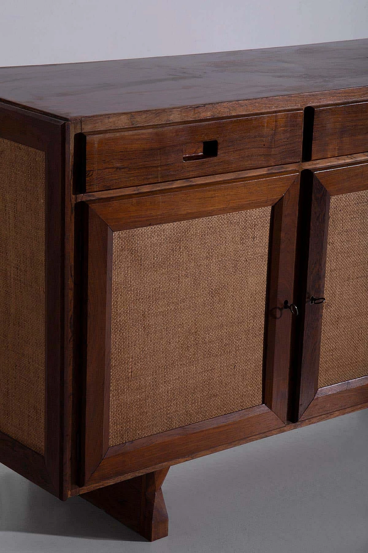 Brazilian wooden and rattan sideboard, 1950s 9