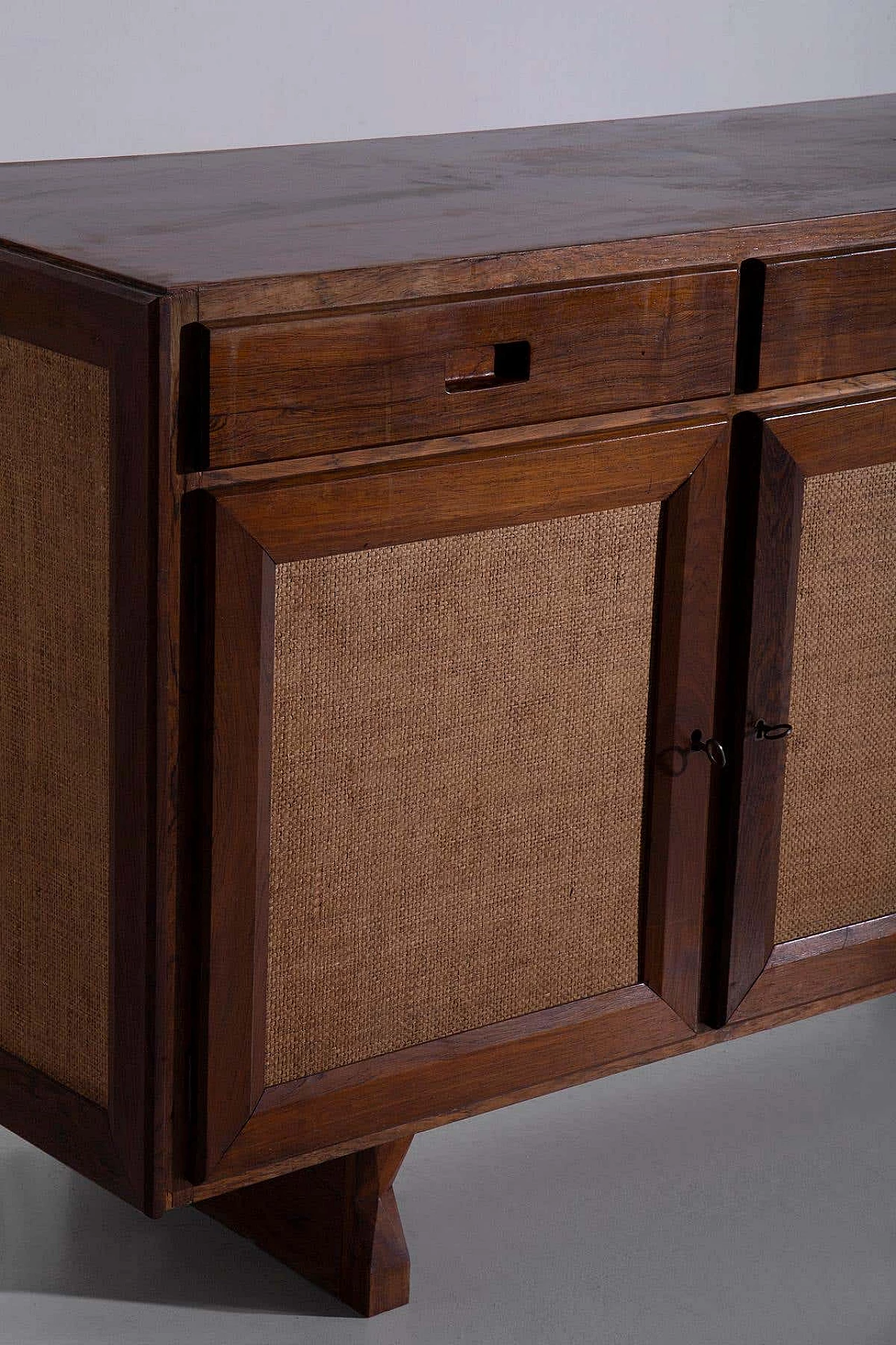 Credenza brasiliana in legno e rattan, anni '50 9