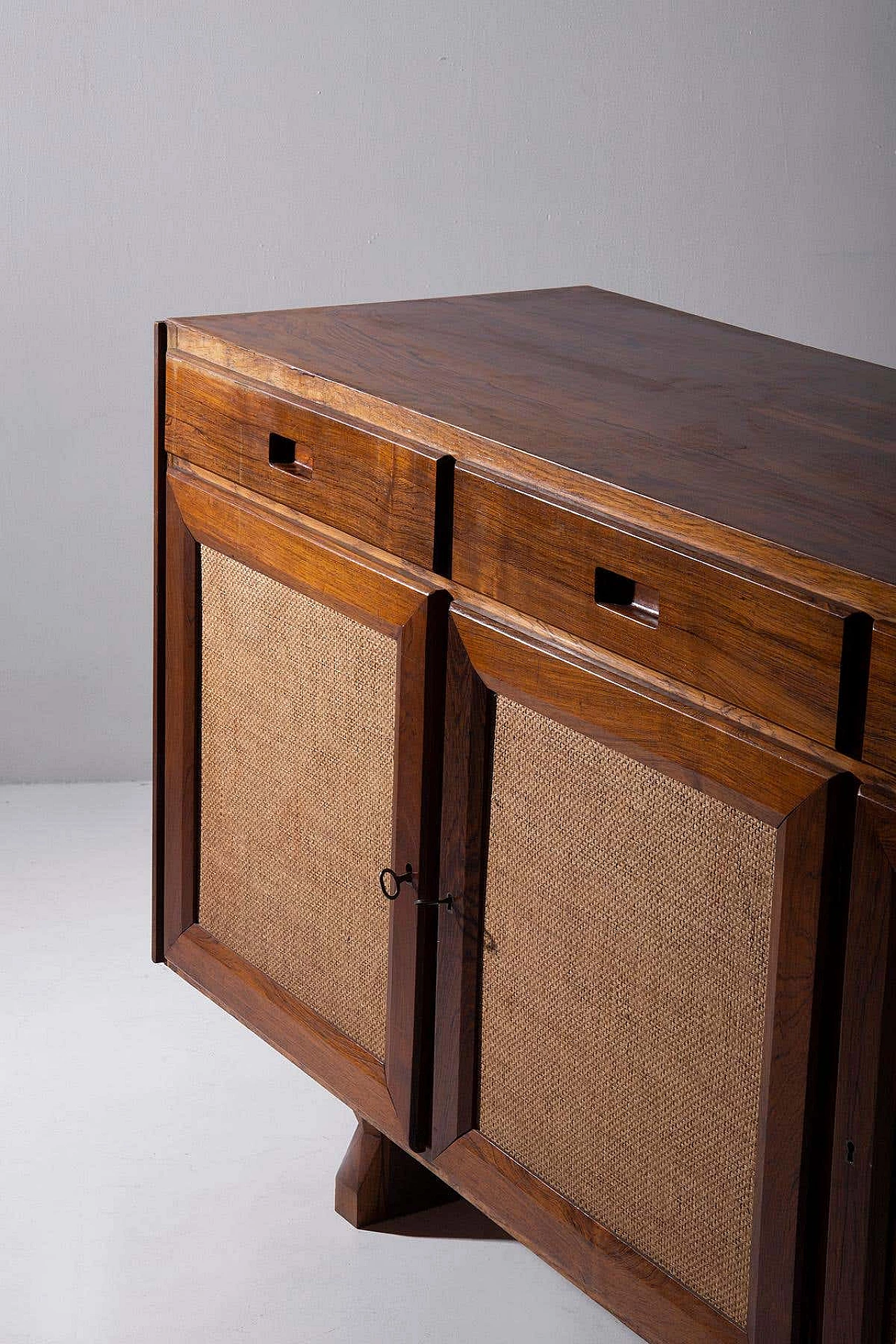 Brazilian wooden and rattan sideboard, 1950s 12