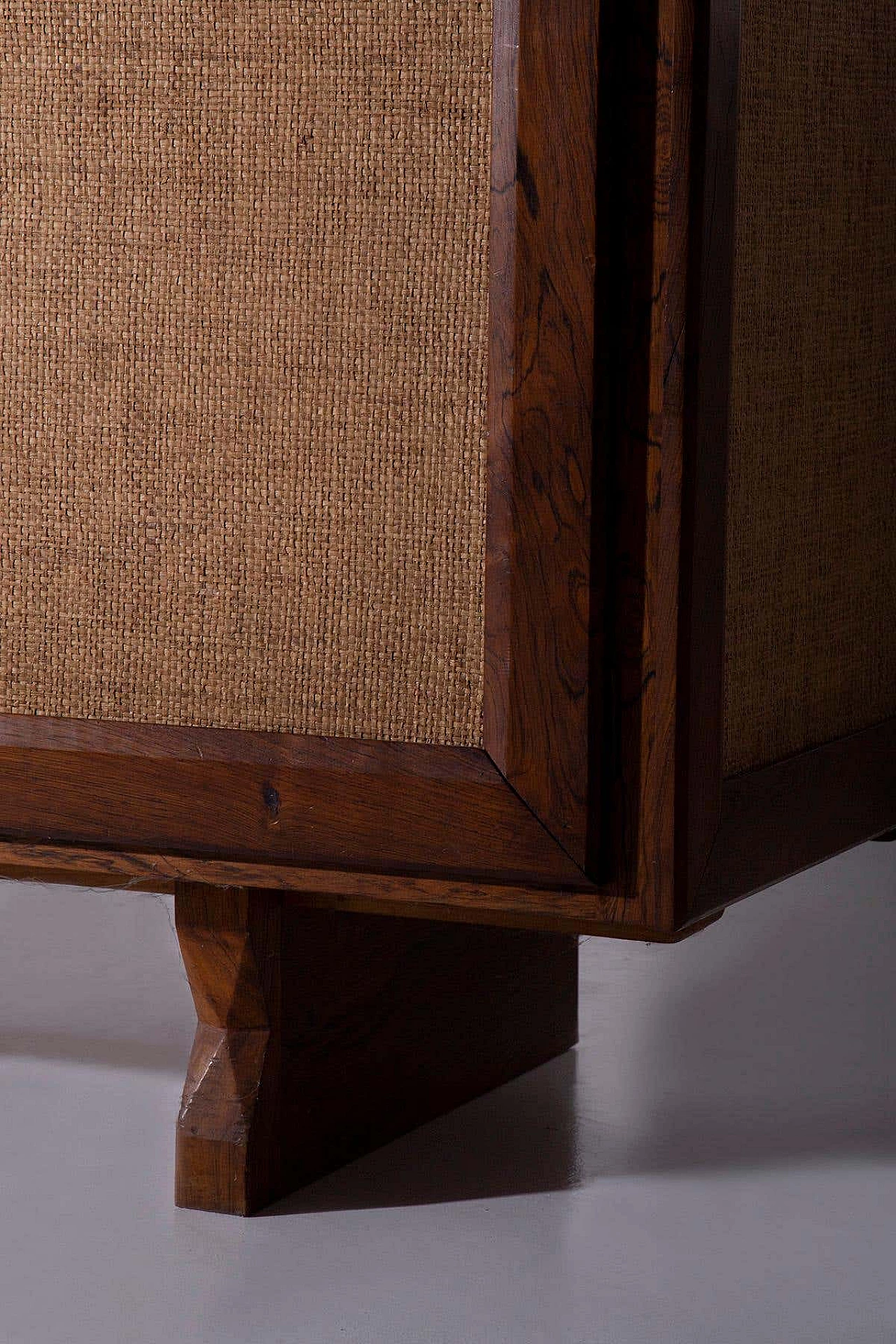 Brazilian wooden and rattan sideboard, 1950s 14