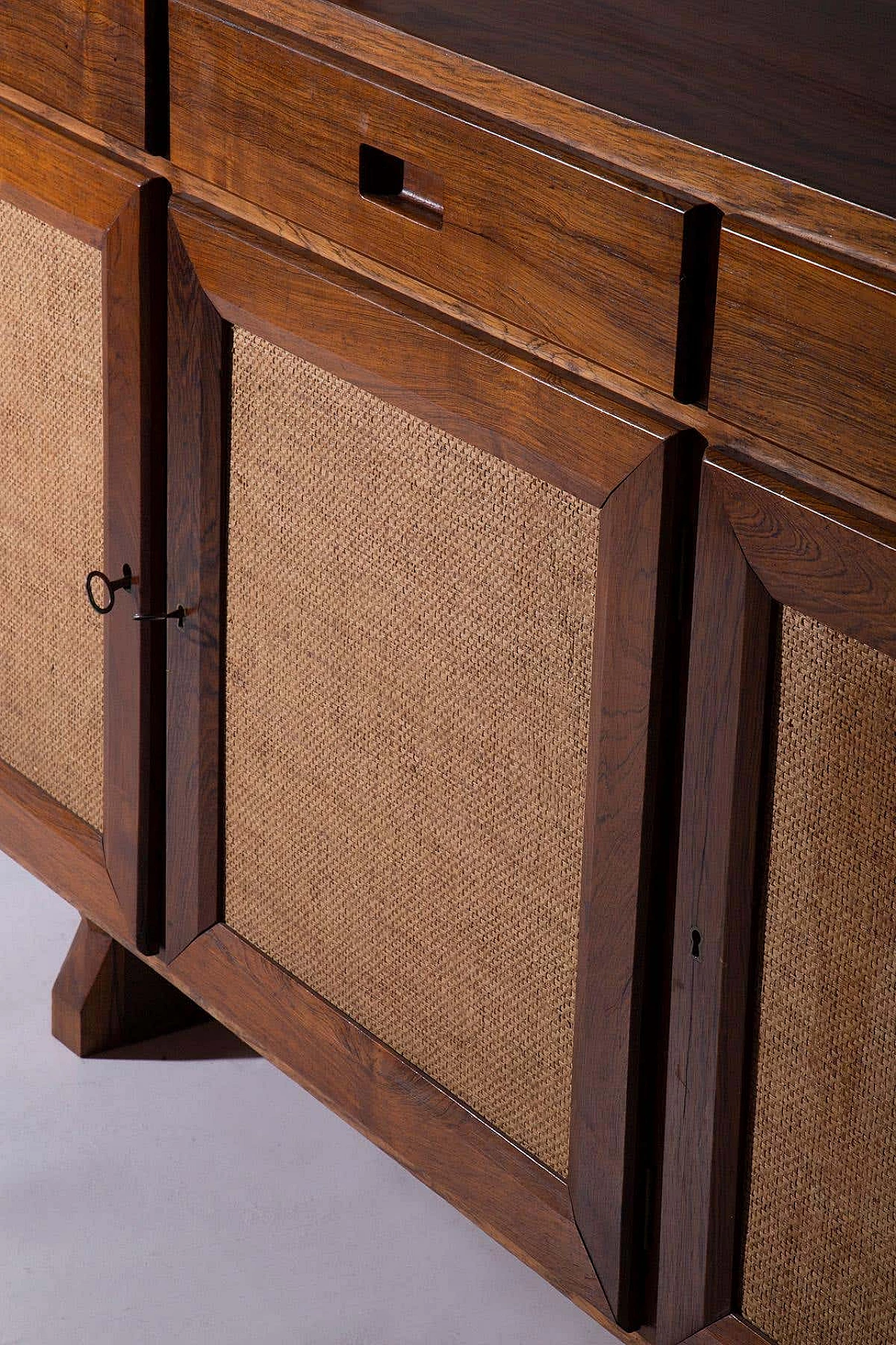 Brazilian wooden and rattan sideboard, 1950s 15
