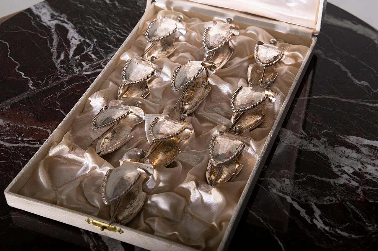 Set di spremiagrumi in metallo placcato argento, anni '60 7