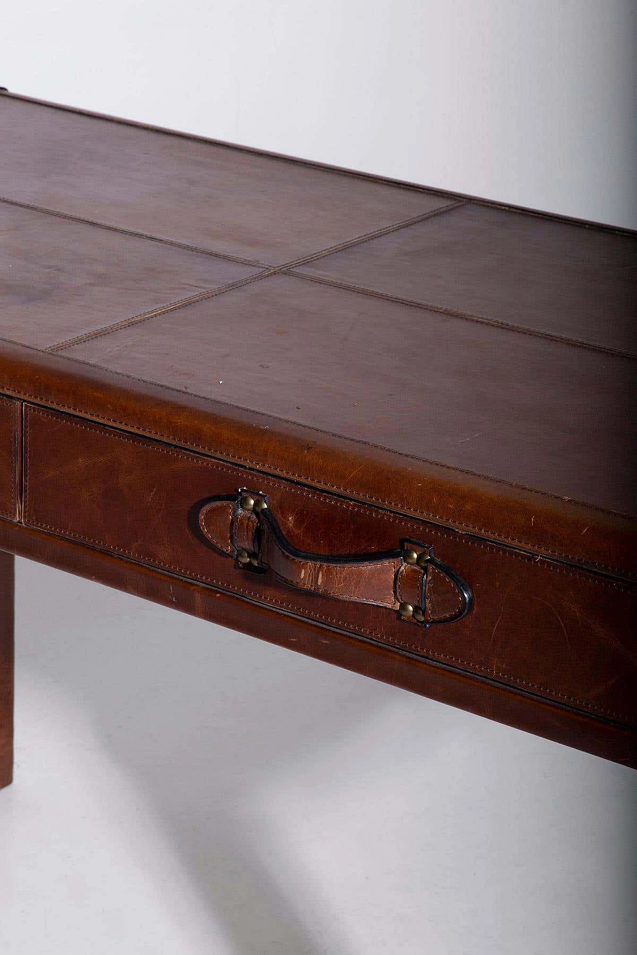 Travel trunk leather desk, 1980s 6