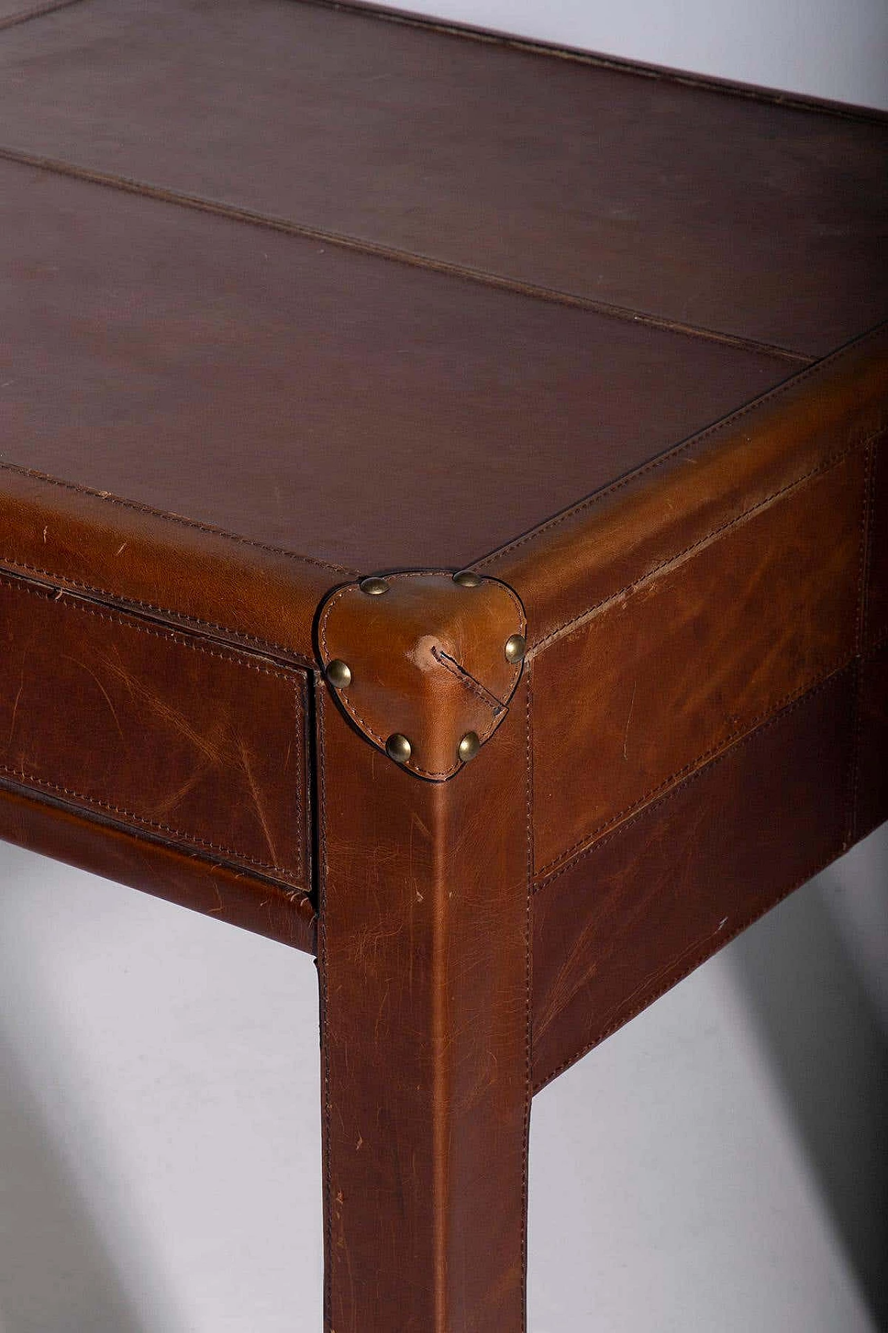 Travel trunk leather desk, 1980s 8