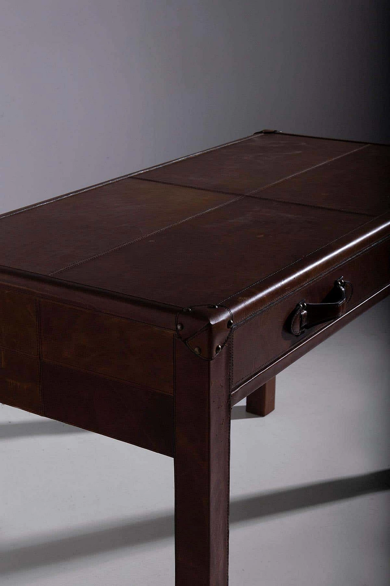 Travel trunk leather desk, 1980s 13