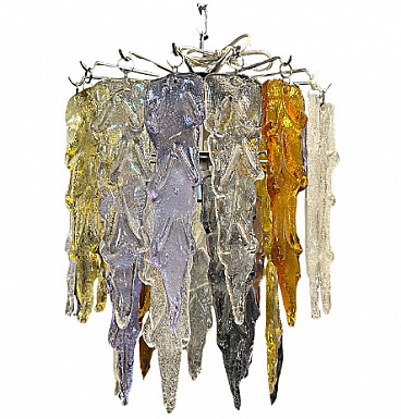Polychrome Murano glass chandelier by Mazzega, 1980s