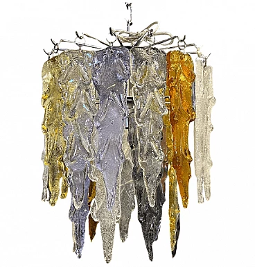 Polychrome Murano glass chandelier by Mazzega, 1980s