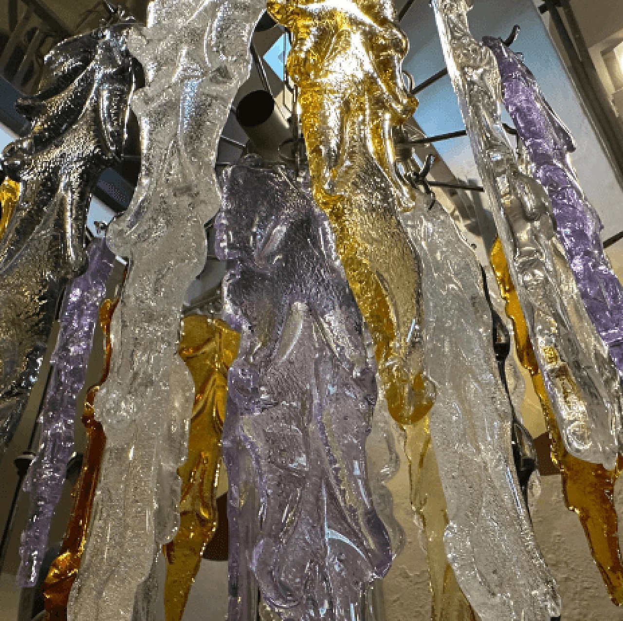 Polychrome Murano glass chandelier by Mazzega, 1980s 2