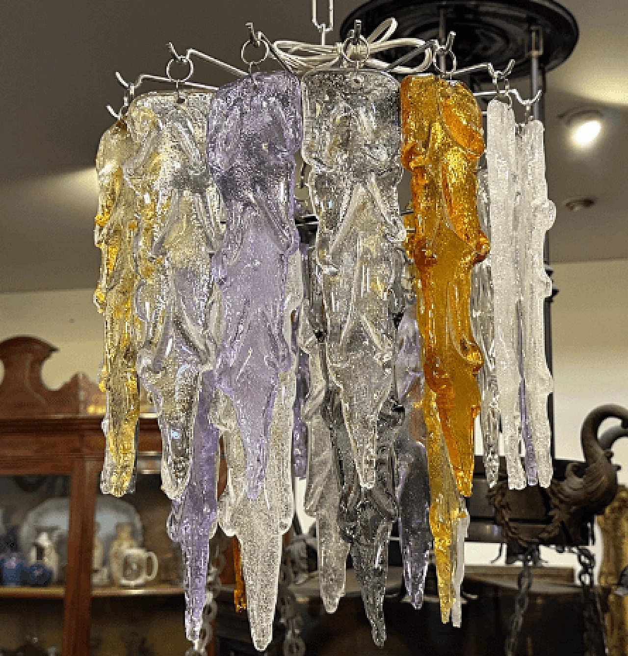 Polychrome Murano glass chandelier by Mazzega, 1980s 11