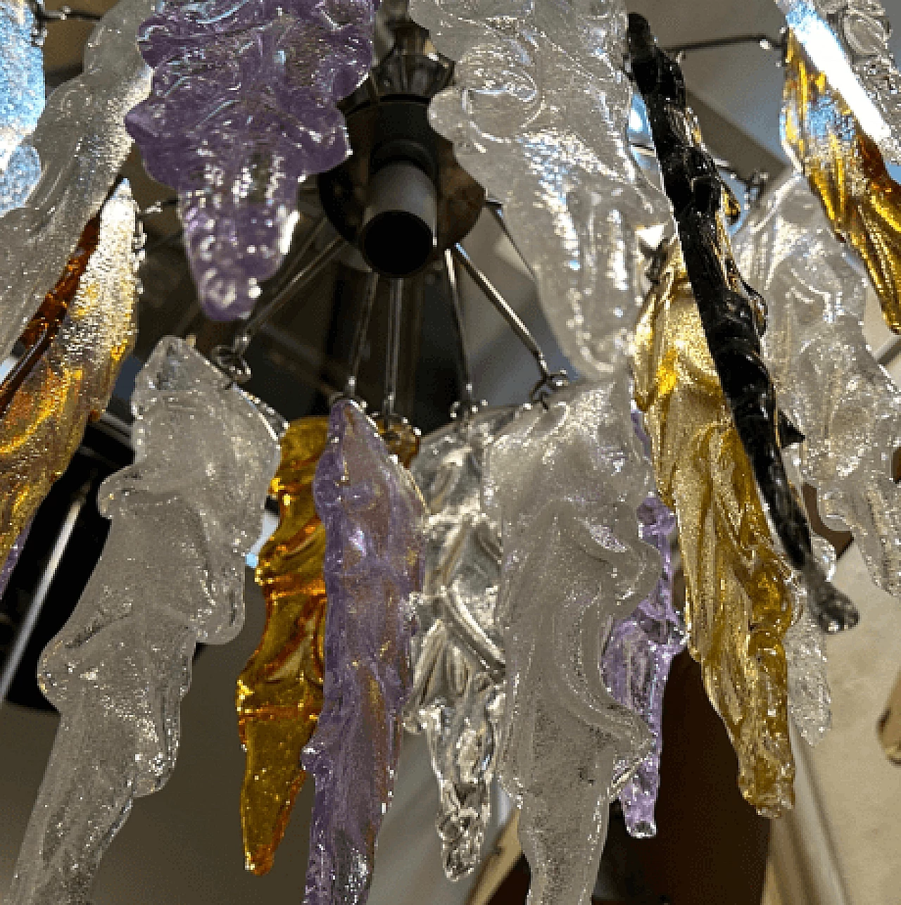 Polychrome Murano glass chandelier by Mazzega, 1980s 12
