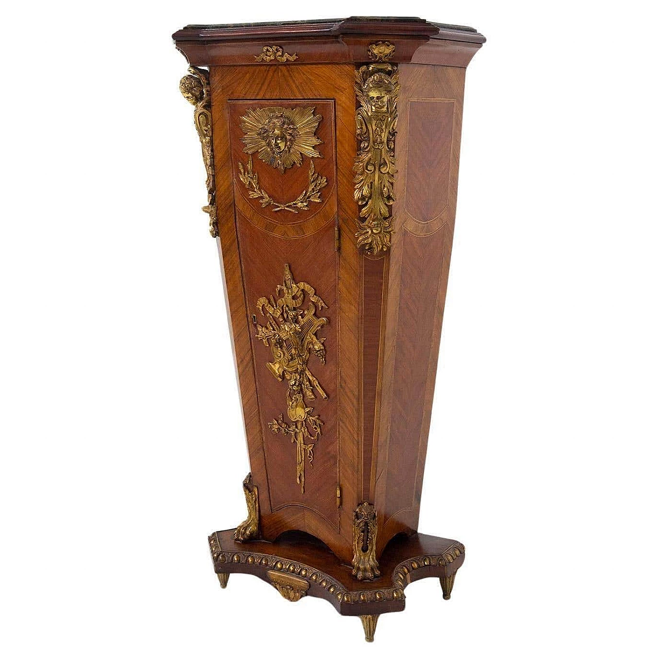 French wooden pedestal mounted in gilded bronze in Louis XVI style, early 20th century 1