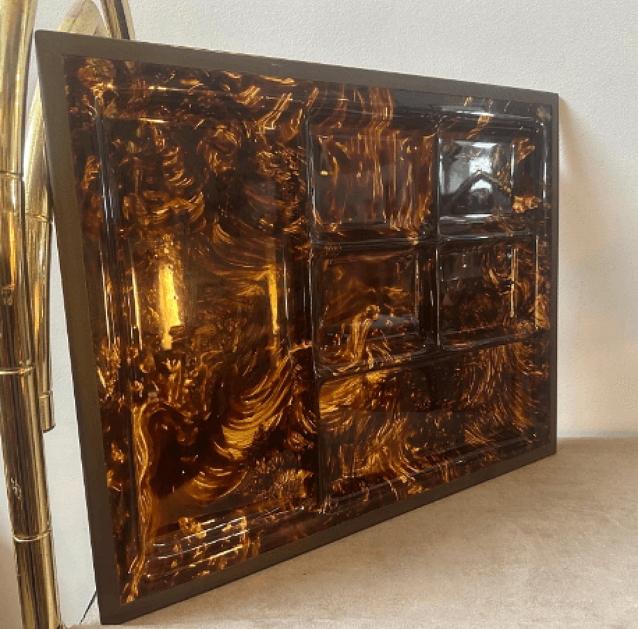 Vassoio per antipasti in lucite effetto tartaruga di Alberto Sordi, anni '70 2