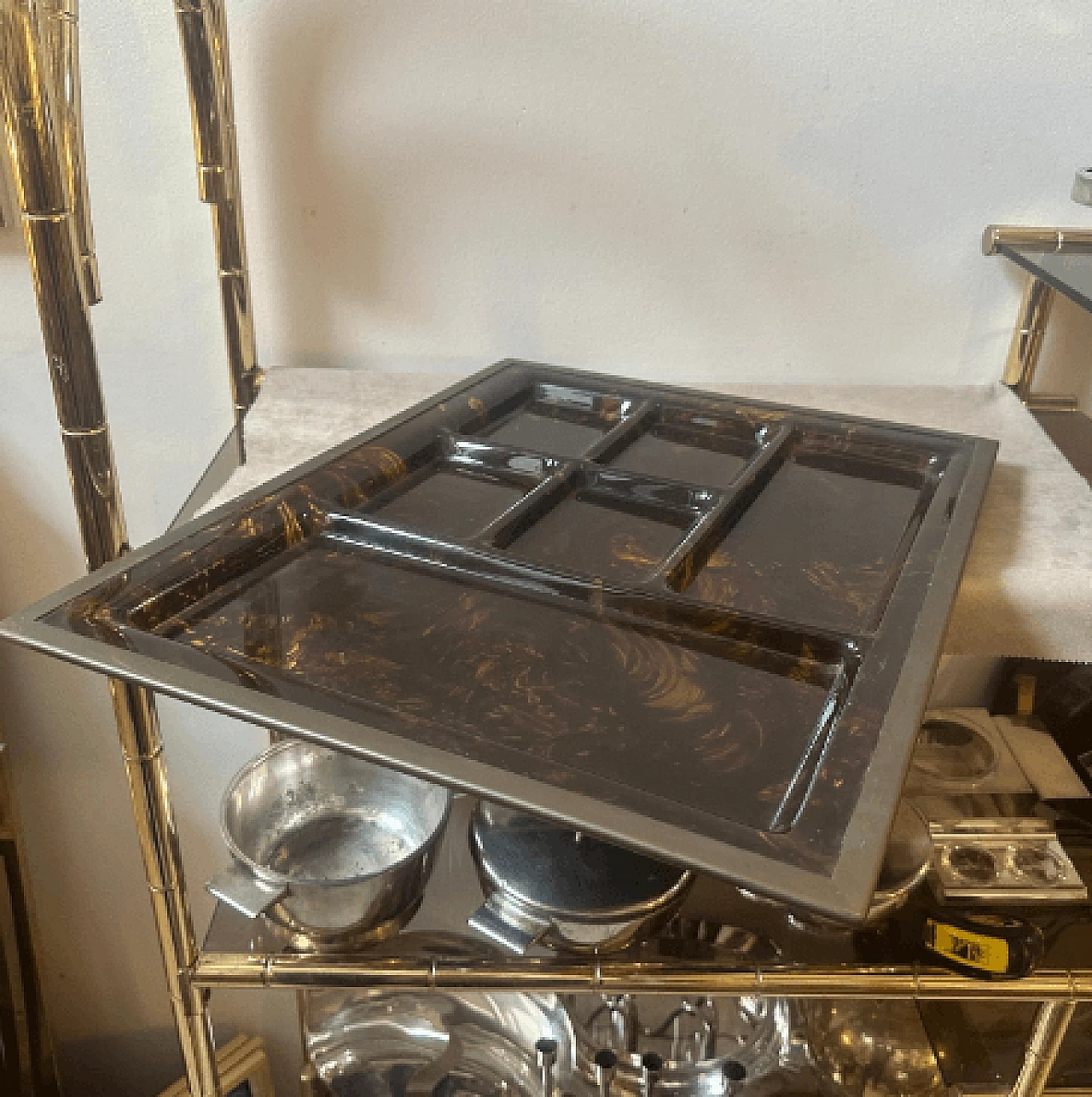 Vassoio per antipasti in lucite effetto tartaruga di Alberto Sordi, anni '70 7