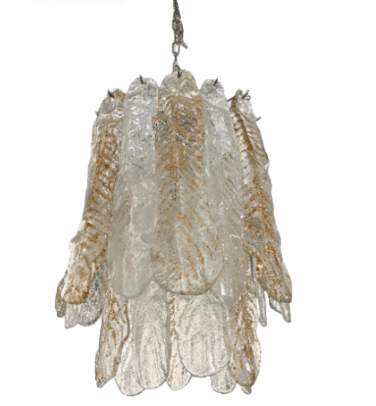 White and brown Murano glass chandelier by Mazzega, 1970s 7