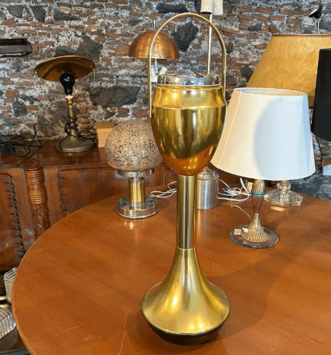 Gilded aluminum column ashtray by Rinnovel, 1950s 2