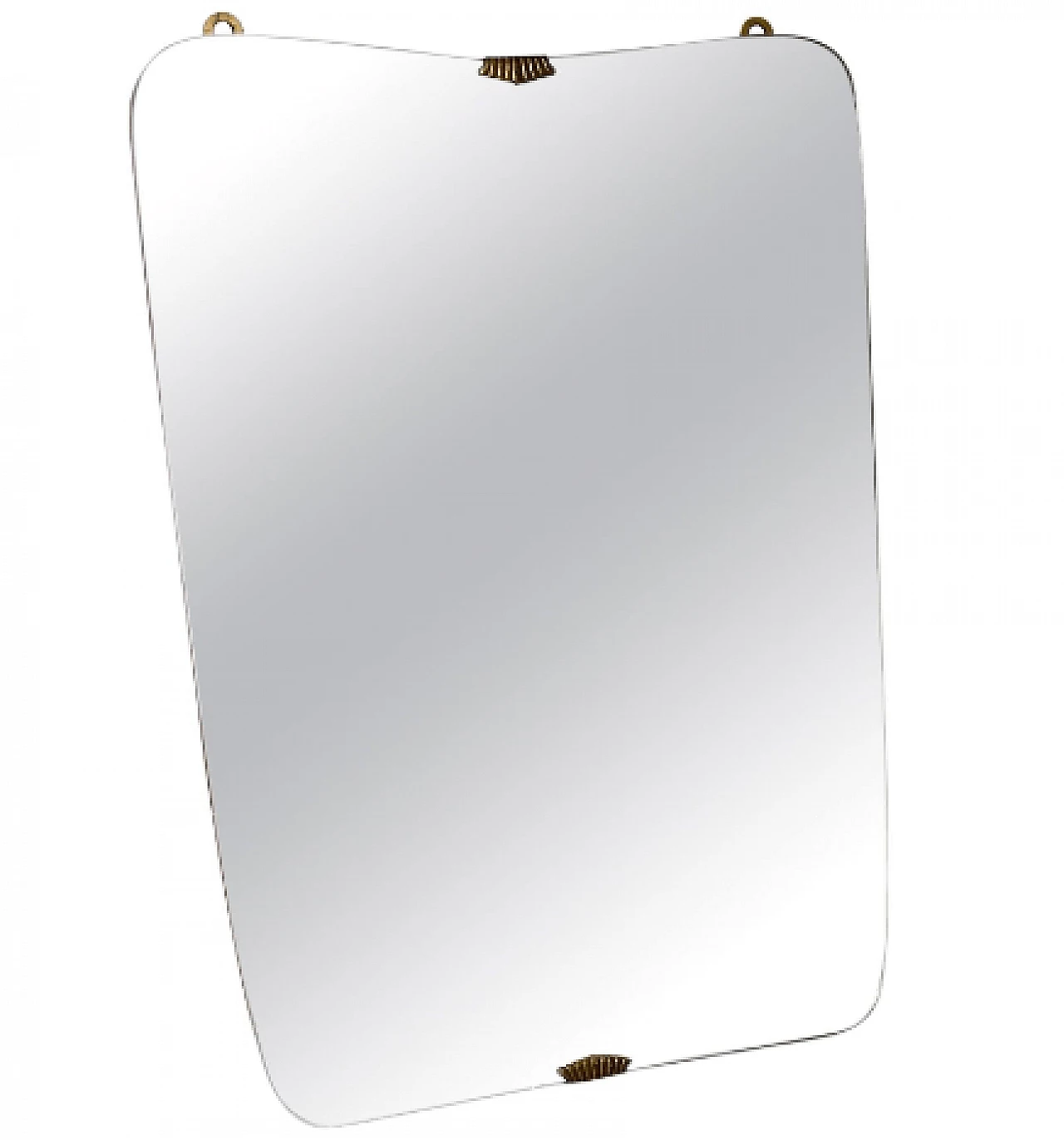 Art Deco mirror with brass details in the style of Gio Ponti, 1950s 1