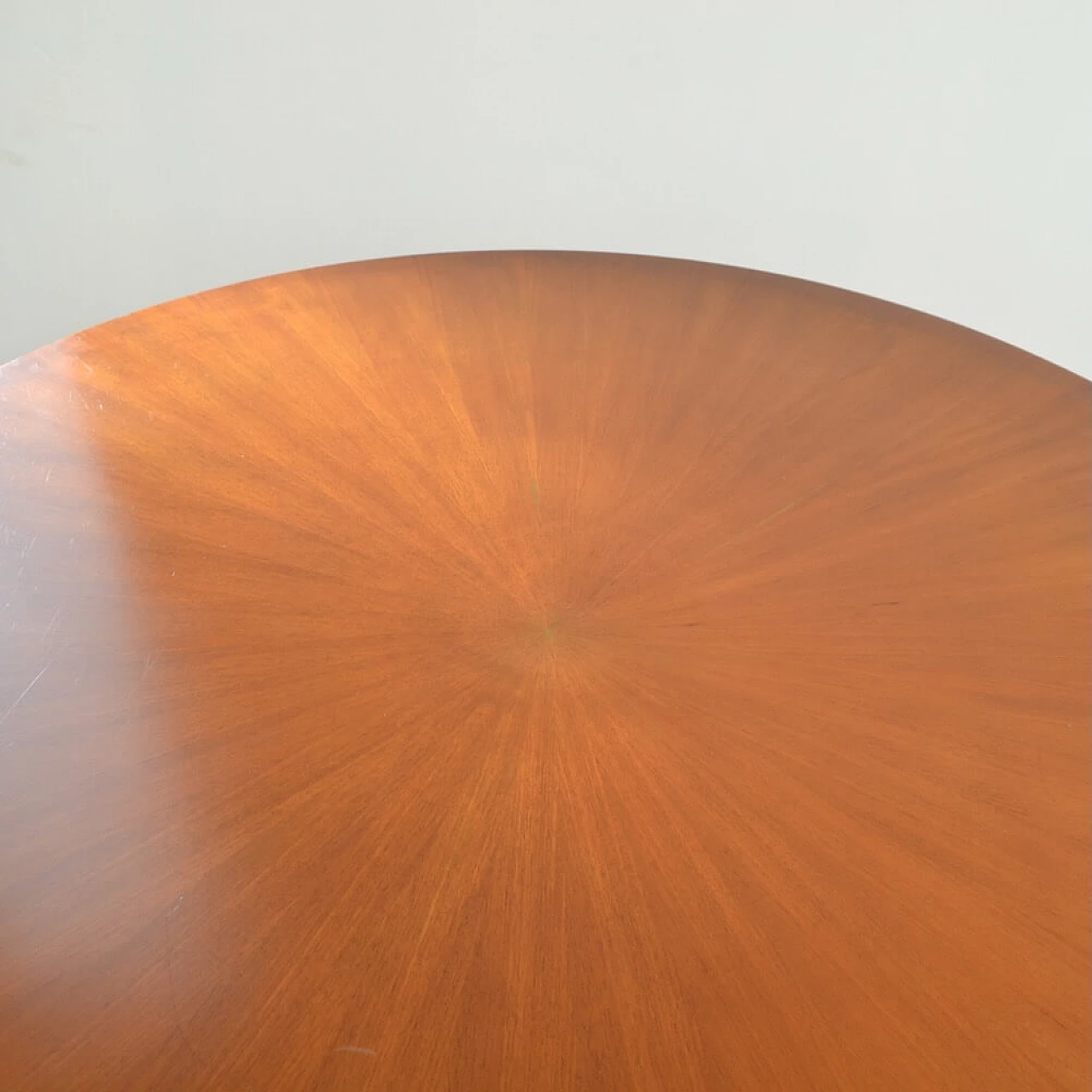 Round solid wood table with veneered top, 1958 8