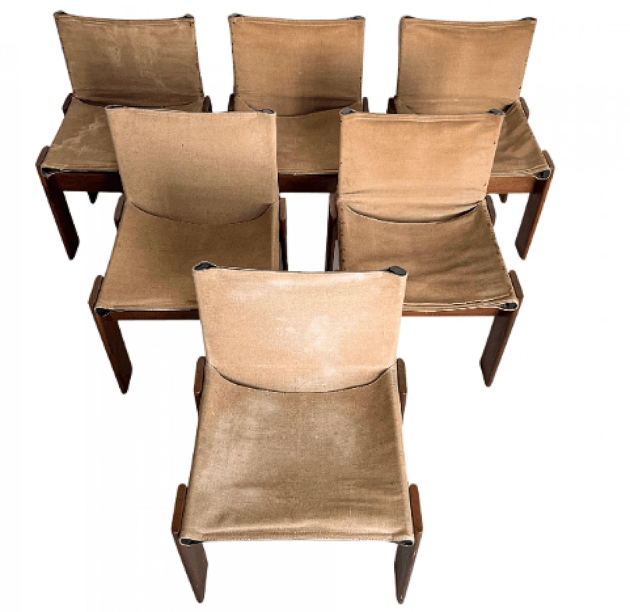 6 Monk chairs by Afra and Tobia Scarpa for Molteni, 1970s 1