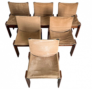 6 Monk chairs by Afra and Tobia Scarpa for Molteni, 1970s