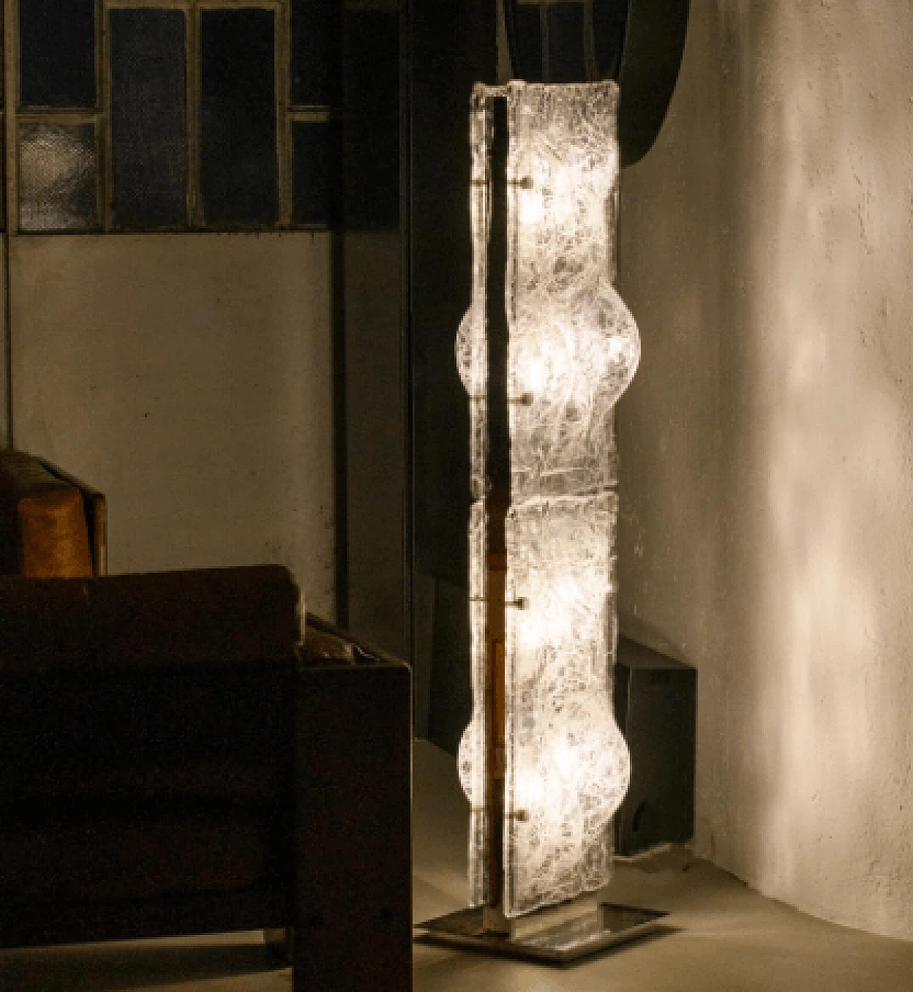 Lampada da terra in metallo e vetro di Murano di Toni Zuccheri, anni '70 2