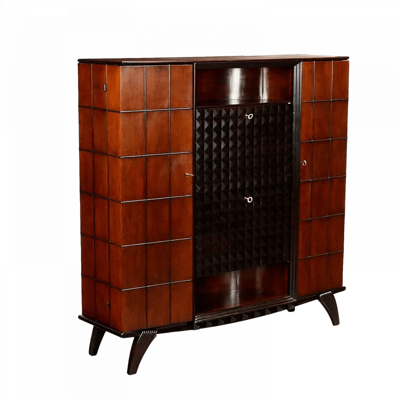 Bar cabinet in walnut veneer and ebony-stained solid wood, 1950s 11