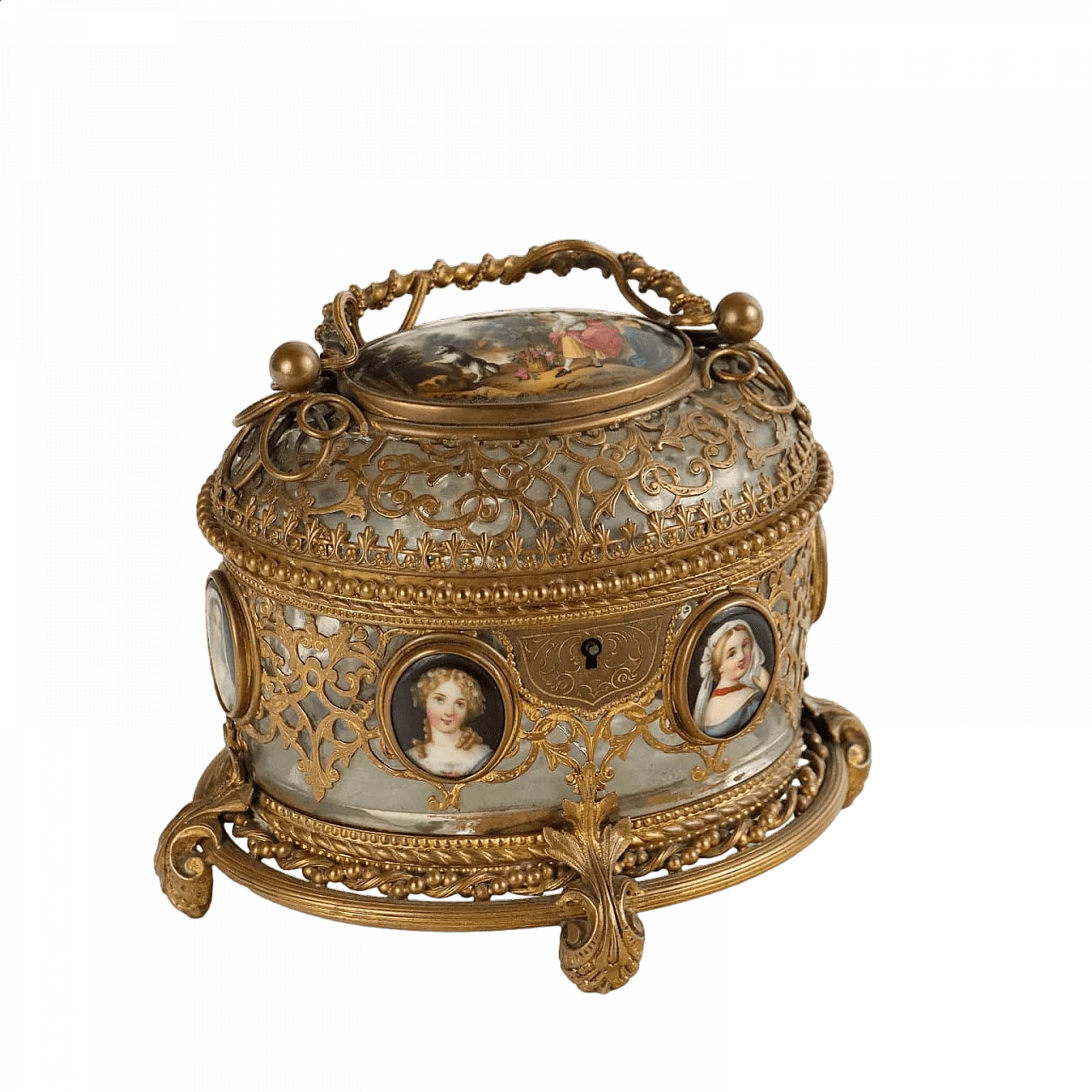 Bronze and glass jewellery box with painted porcelain, mid-19th century 11
