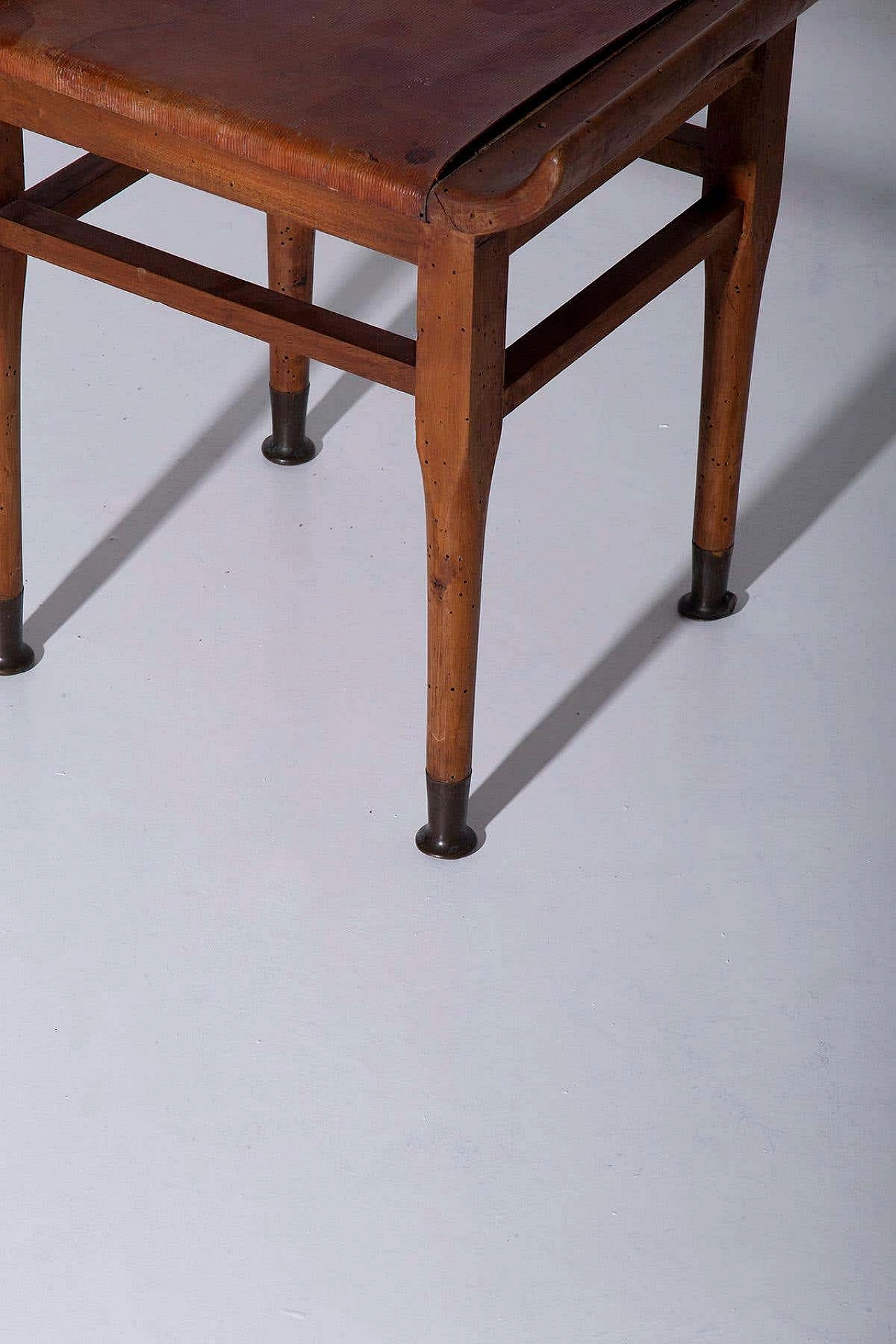 Wood and leather stool, 1950s 7