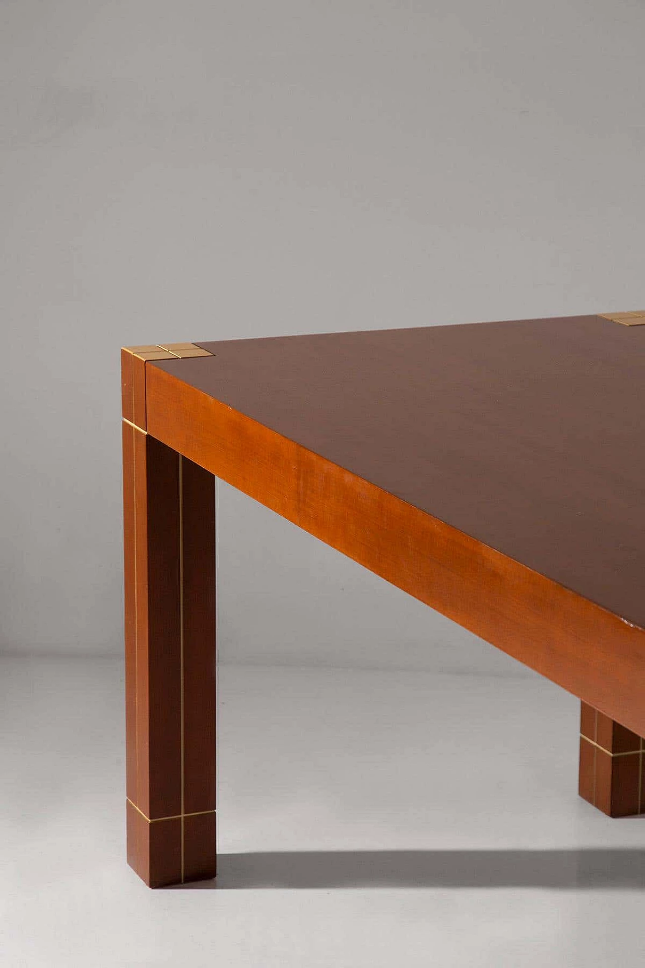 Walnut table with brass edges in Renato Polidori style, 1980s 6