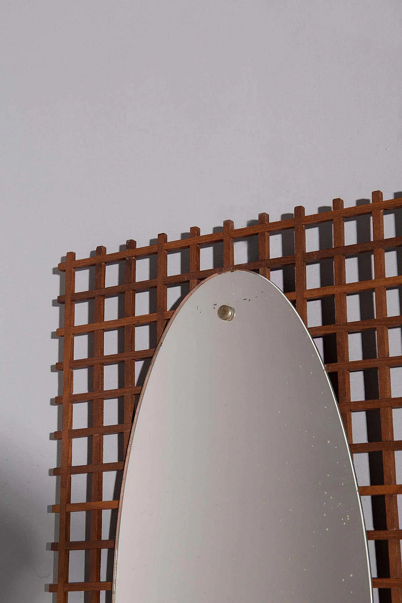 Mirror with geometric wooden frame with shelf, 1960s 5