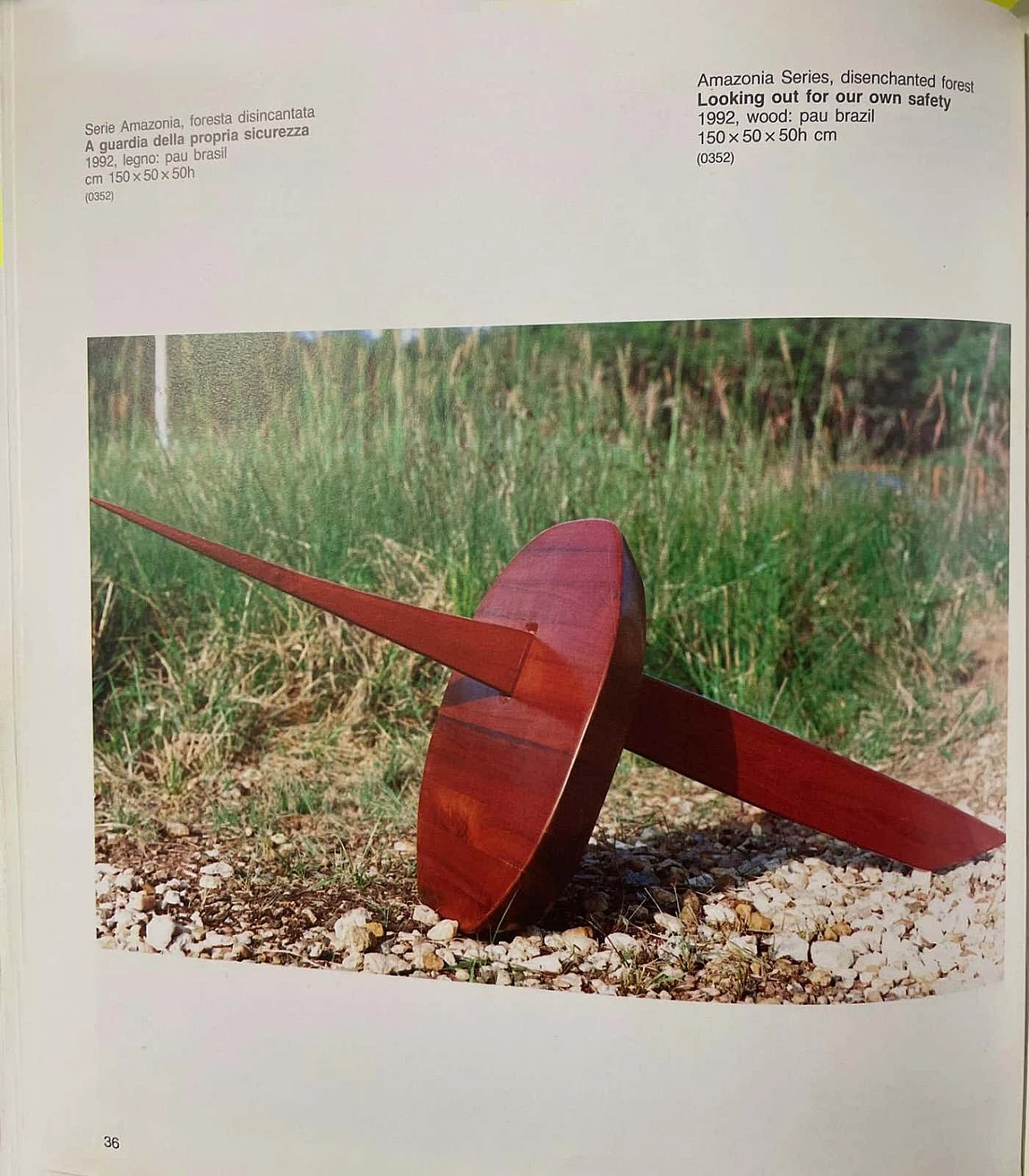 Elvio Becheroni, Looking out for our own safety, wood sculpture, 1990s 9