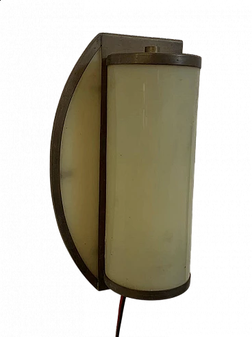 Brass and ivory opaline glass ship wall light, 1920s