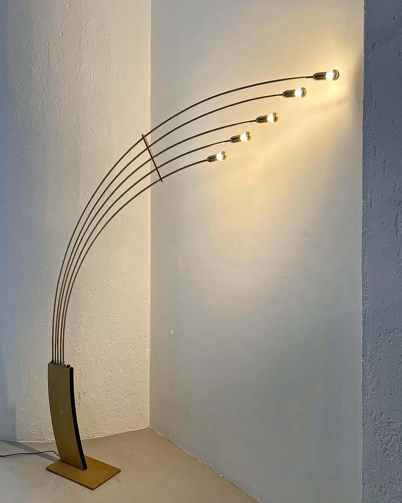 Brass floor lamp with five arches, 1980s 8