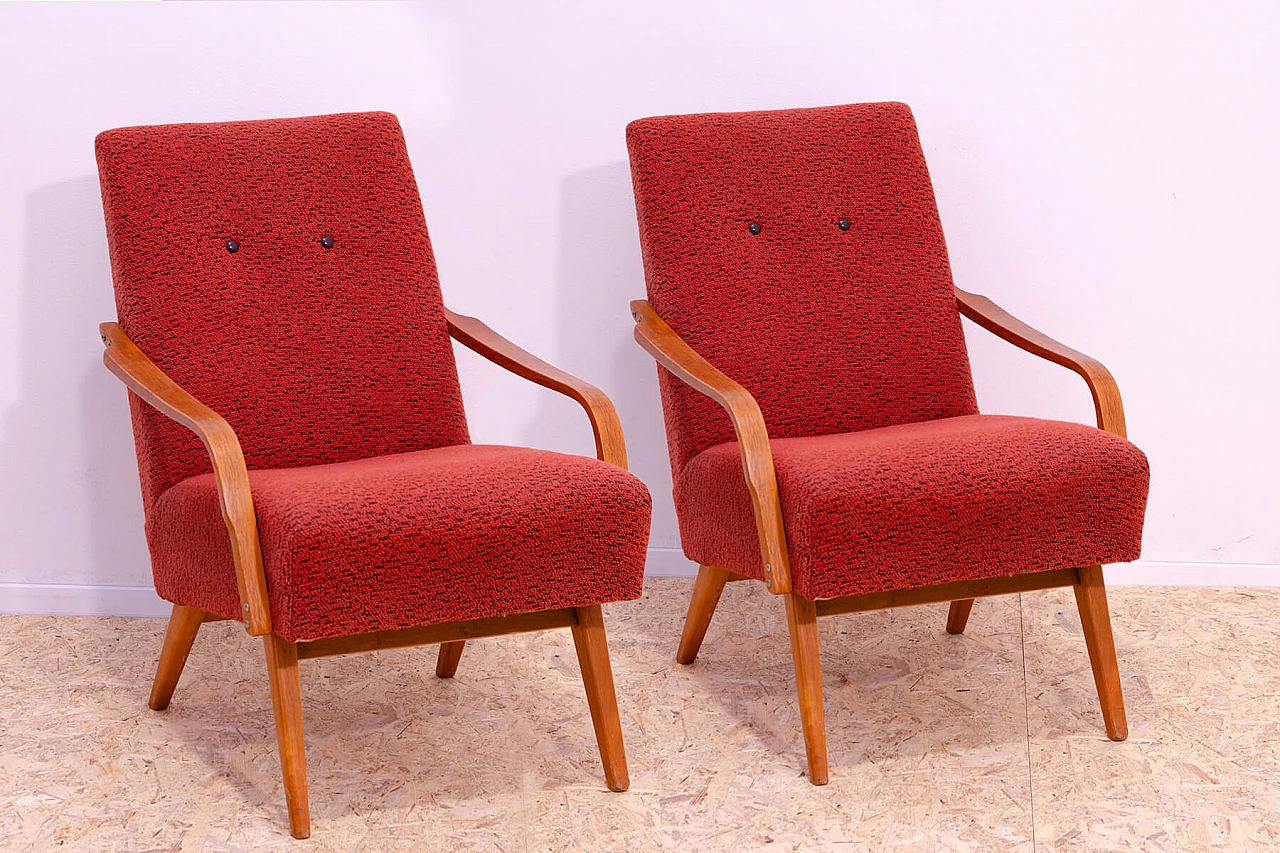 Pair of armchairs by Jaroslav Šmídek for Český Nábytek, 1960s 2