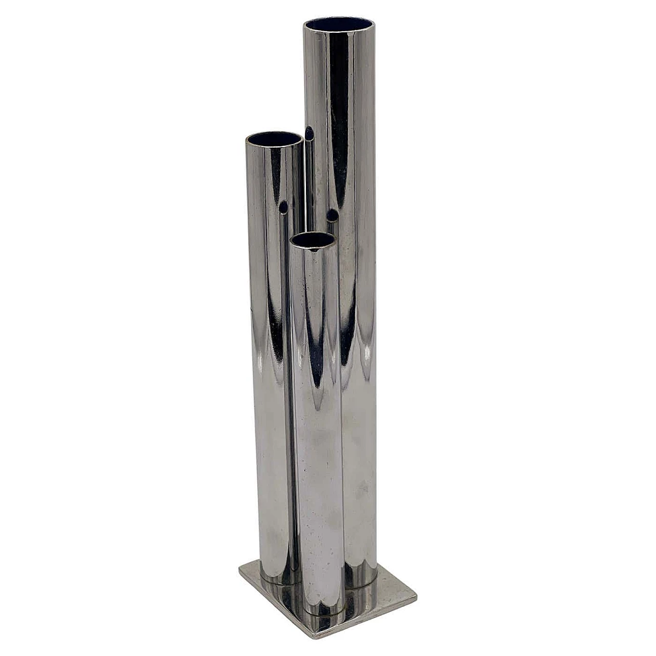 Sculptural vase in chromed metal in the style of Gio Ponti for Krupp, 1960s 1