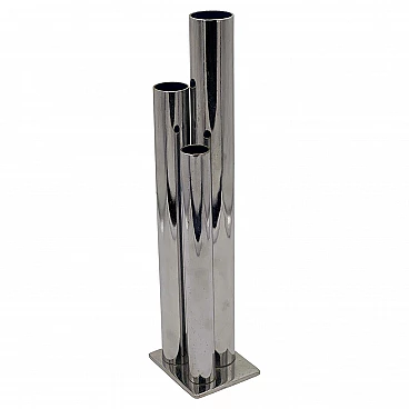 Vaso scultoreo in metallo cromato nello stile di Gio Ponti per Krupp, anni '60
