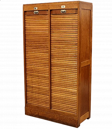 Oak filing cabinet with shutter, early 20th century