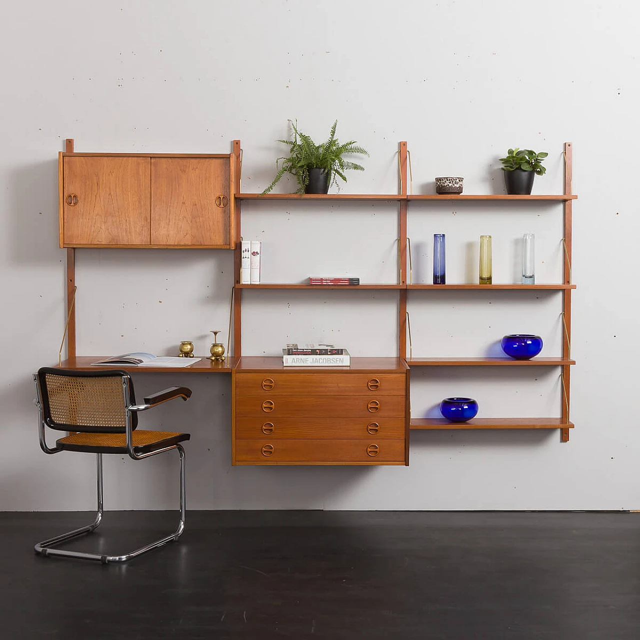Danish teak wall unit with drawer in the style of Poul Cadovius, 1960s 1