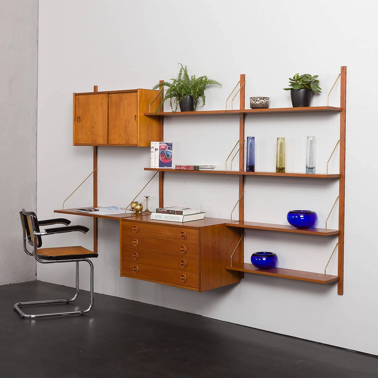 Danish teak wall unit with drawer in the style of Poul Cadovius, 1960s 2
