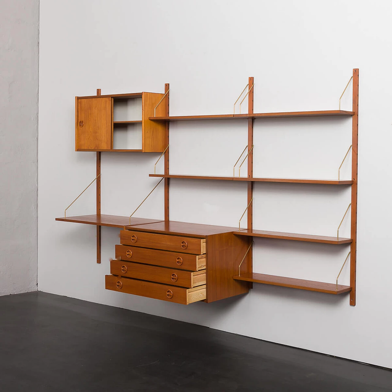 Danish teak wall unit with drawer in the style of Poul Cadovius, 1960s 4