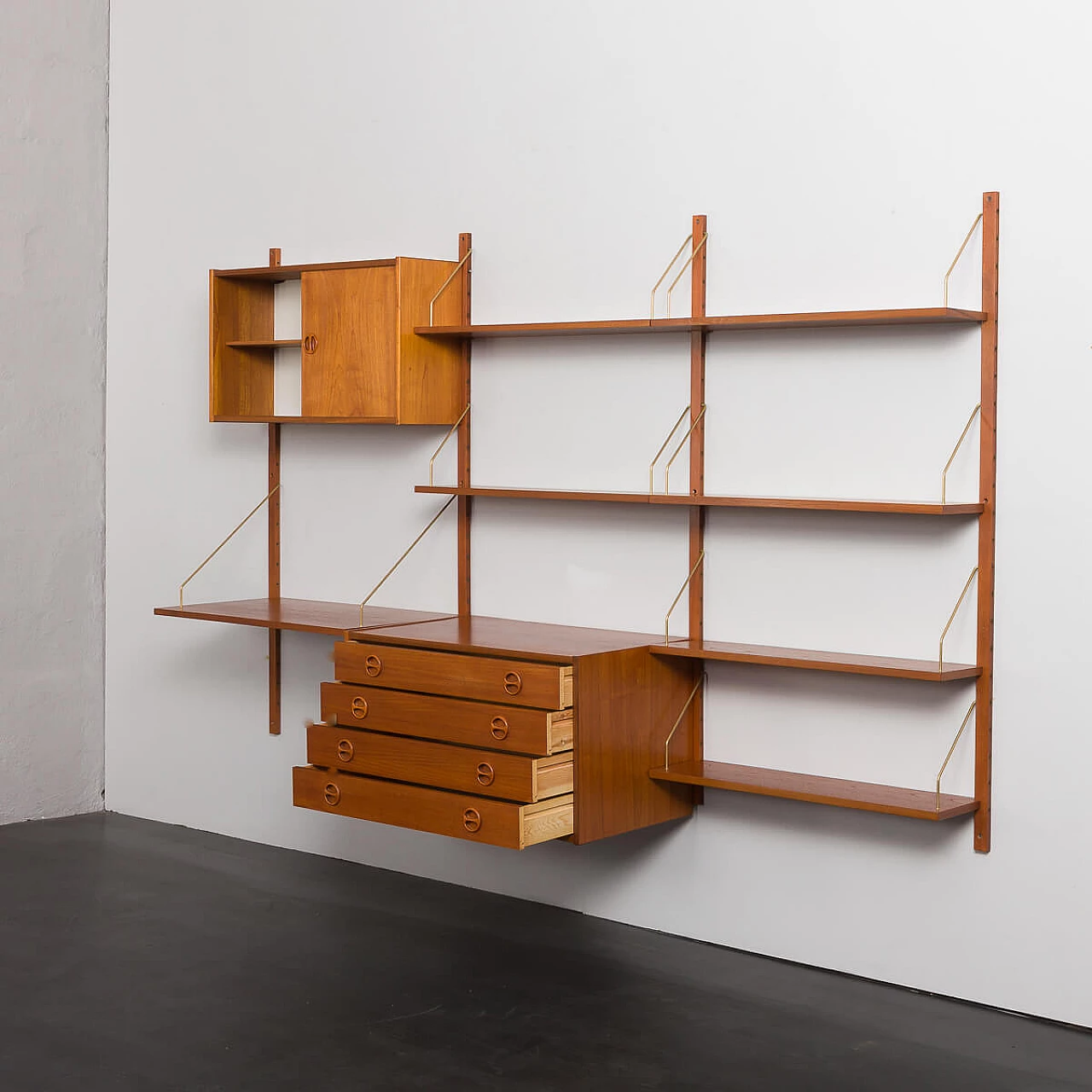 Danish teak wall unit with drawer in the style of Poul Cadovius, 1960s 5